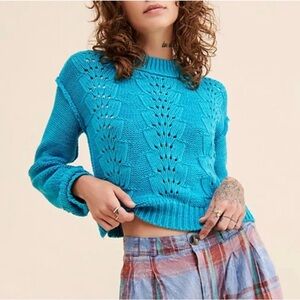 Free People Pullover Knit Sweater Blue Small